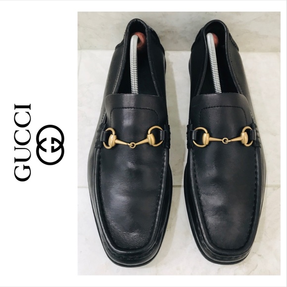 Gucci Other - GUCCI {10} Loafers Horsebit Calfskin Mens Driver Black/Brown